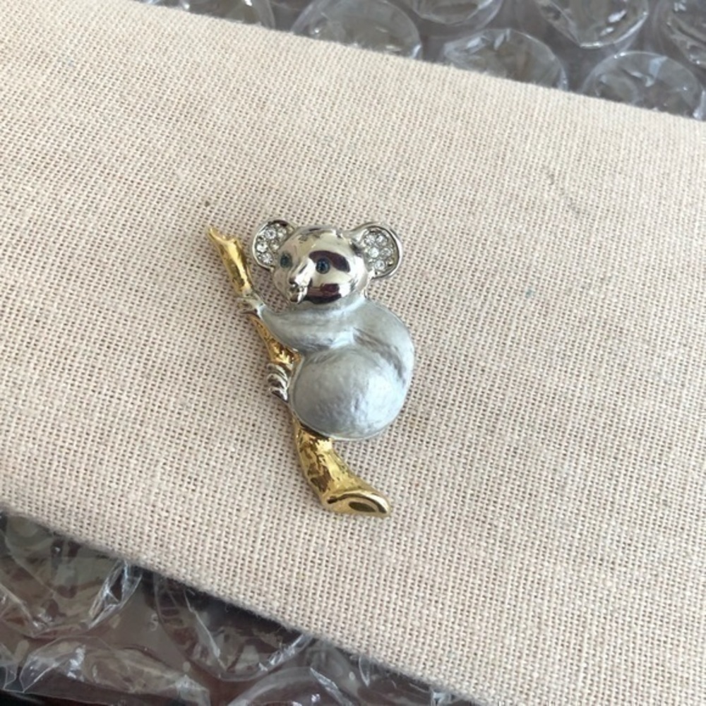 Vintage Koala Rhinestones Brooch